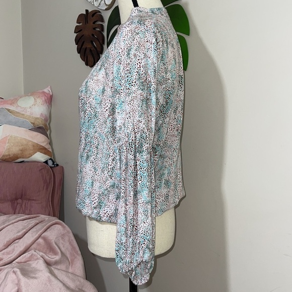 Poupette St. Barth Viscose Puff Sleeve V-neck Pull Over Blouse Sz. Small - Picture 6 of 14